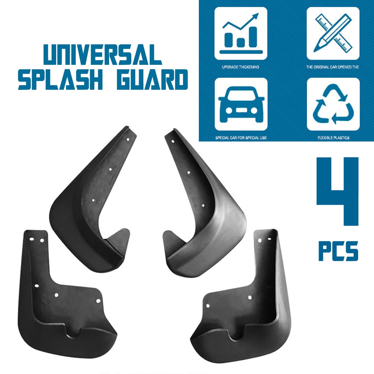 Black 4Pcs EVA Plastic Mud Flaps MudFlaps Splash Guard Fender Mudguard For Car