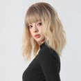 thumbnail image 1 of Women's Curly Wig Party Costume Wig Trendy Golden Gradient Hair Wigs with Bangs Cute Wavy Hair Wig with Hair Net for Women Party Daily Use, 1 of 5