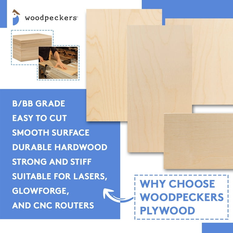 The Hardwood Edge Basswood Planks - 8-Pack Basswood Sheets for Unfinished  Wood Crafts - 1/4'' (6mm) 100% Pure Hardwood - Laser Engraving Blanks 