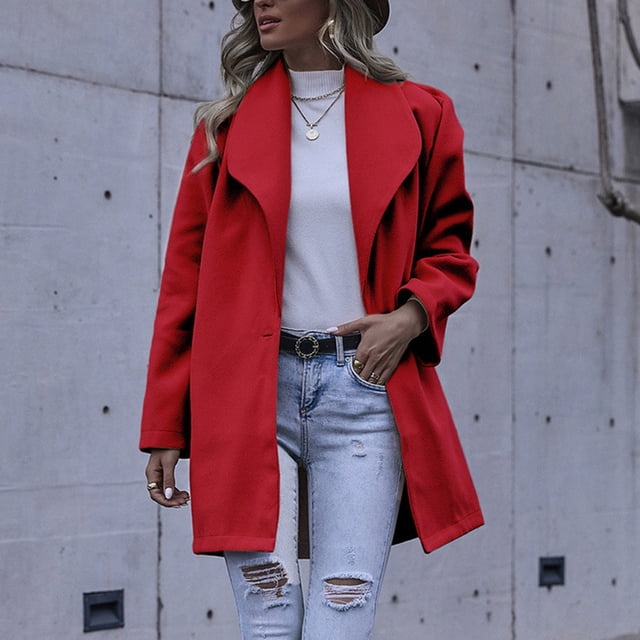 T-Shirt à Manches Longues pour Femme Mode Automne Ouvert devant Ample Manteau Blouse Unie Hauts