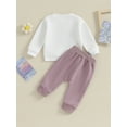thumbnail image 4 of Bagilaanoe 2PCS Baby Girl Pants Set Toddler Letter Embroidery Long Sleeve Sweatshirt Tops + Sweatpants 3M 6M 12M 18M 24M 3T Kids Casual Sweatsuits, 4 of 9