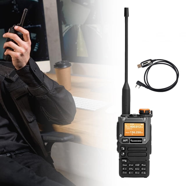 Radio bidireccional Ham Radio de mano -k58 VHF UHF Air Band Recepción de 200 canales de memoria Weather Vox 50-600MHz RX Walkie Talkie portátil , con cable CUTICAT walkie-talkie