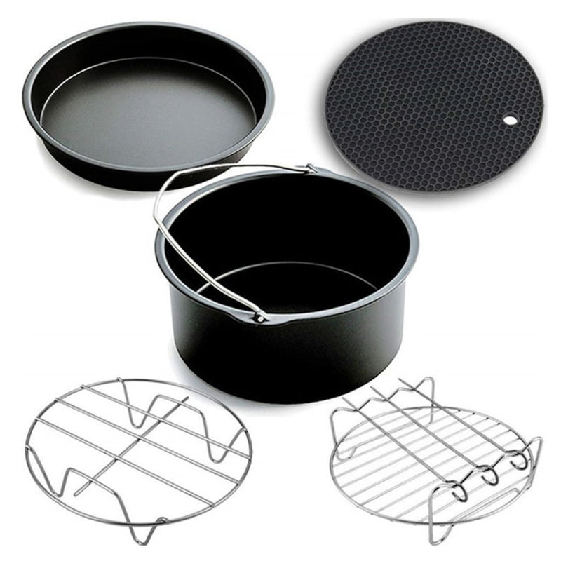 Nonstick 6-8 inch Air Fryer With Pizza Pan Cake Cup Stainless Steel Double Gril