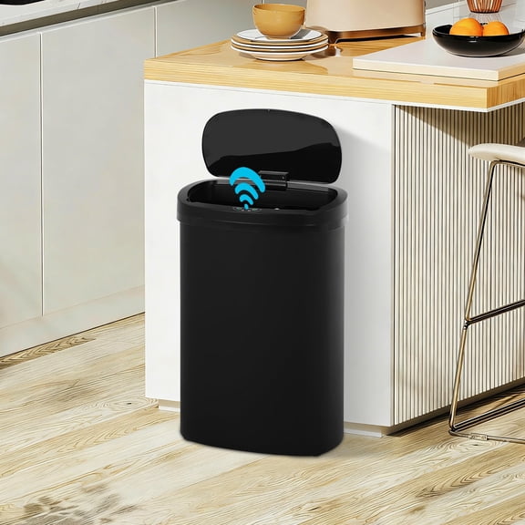NiamVelo Kitchen Trash Can with Lid, 13 Gallon Automatic Garbage Can  Plastic Touchless Trash Can for  Kitchen Bedroom Bathroom Office,Black