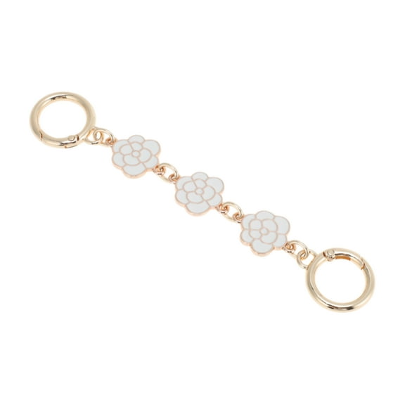 Unique Bargains 1 Pc Durable Camellia Bag Extender Chain Light Gold Tone White Zinc Alloy