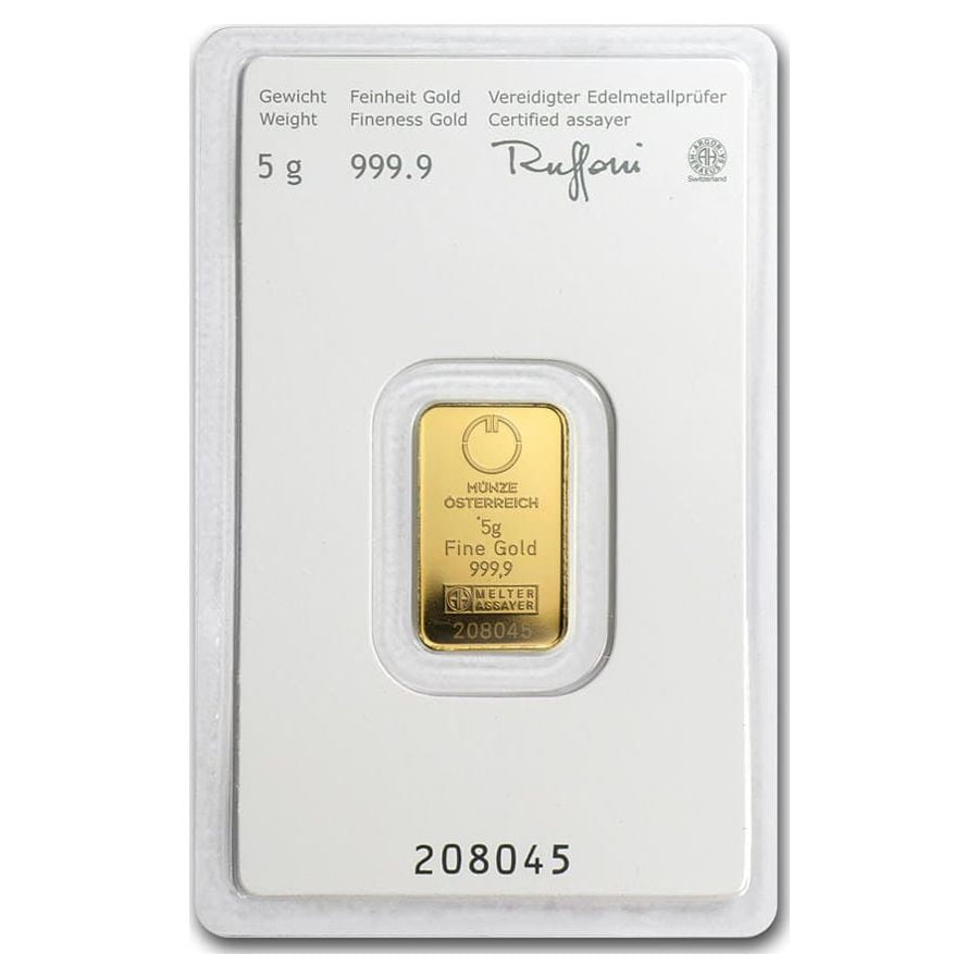 5 gram Gold Bar - KineBar Design (In Assay)