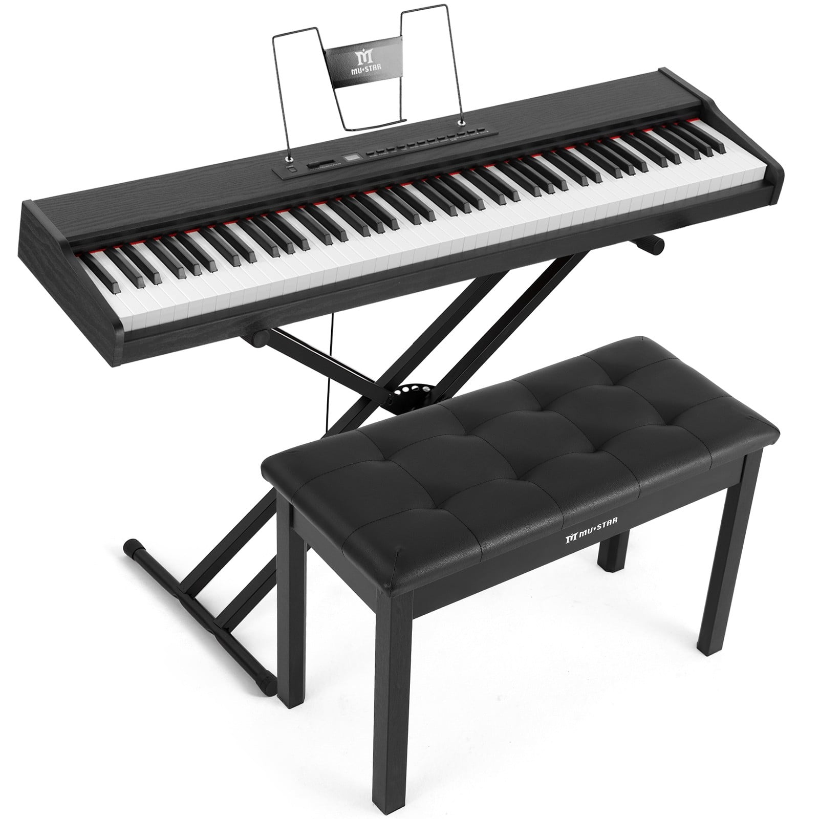 MUSTAR 88 Keys Electric Digital Piano Semi Weighted Keyboard w/USB MIDI,Bluetooth,Pedal,Bench(Black)