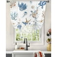 thumbnail image 3 of Blue Brown Coastal Tie Up Curtains for Kitchen Bathroom Bedroom Windows 45 Inch Length, Nautical Summer Beach Sea Turtle Balloon Drape Curtains Shade Rod Pocket Drapery Curtain Panel, 42"x54", 3 of 7
