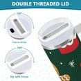 thumbnail image 3 of Yayeee 40oz Double-Wall Insulated Stainless Steel Tumbler with Handle Bottle, Green Christmas Gingerbread, 3 of 8