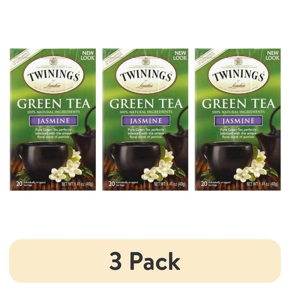 (3 pack) Twinings Green Tea with Jasmine Tea Bags, 20 Count Box