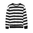 thumbnail image 1 of Camiseta de manga larga con cuello redondo y cuello redondo a rayas para hombre En blanco y negro XXL, 1 of 6