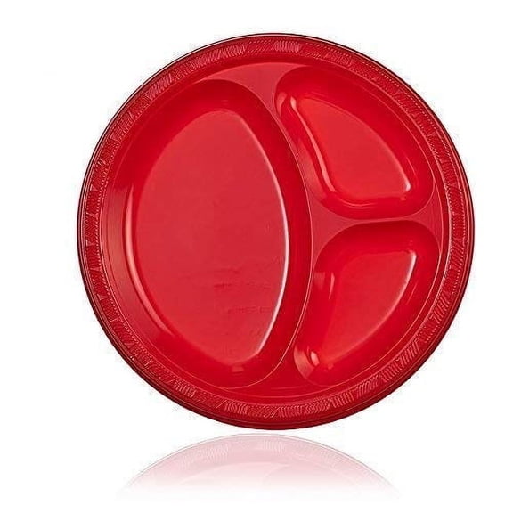 TigerChef Disposable Party Plates, Red, 10", (32 Pack)