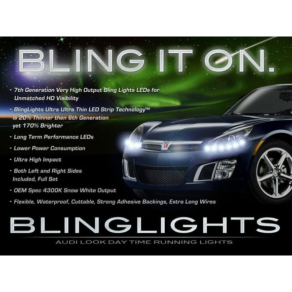 For 2007 2008 2009 Saturn Sky LED DRL Strip Lights Headlamps LEDs Headlights DRLs Head Light Strips