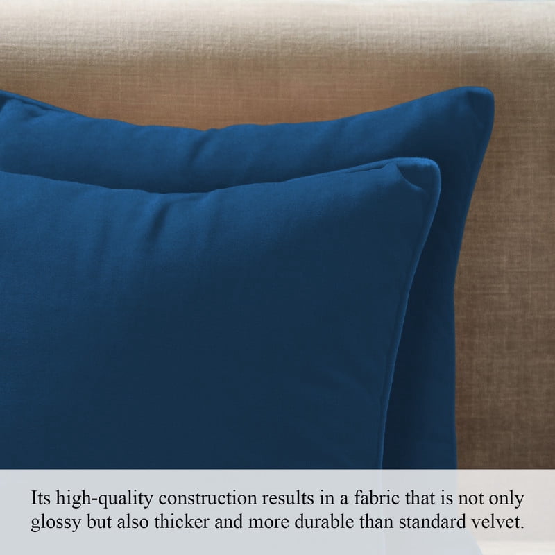 A1HC Set of 2 Luxurious Soft Velvet Throw Pillow Covers Only, 22"x22", Royal Blue, Decorative Cushion Covers with Hidden YKK Zipper for Sofa or Bed