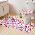 thumbnail image 4 of Gradient Red Leaf Bathroom Rugs Set Vintage Spring Watercolor Red Pink Leaves Plant Non Slip Absorbent Soft Bath Mats 3 Piece Set with Bathroom Rug, U-Shaped Floor Mat, Toilet Seat Cover Small Size, 4 of 9