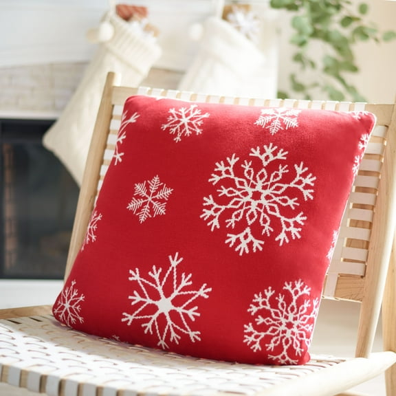 SAFAVIEH Snow Flake Pillow, 20" x 20", Red