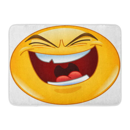 GODPOK Smiley Yellow Emoji Emoticon with Evil Laugh Laughter Angry Rug Doormat Bath Mat 23.6x15.7