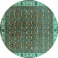 thumbnail image 1 of Ahgly Company Indoor Round Oriental Turquoise Blue Industrial Area Rugs, 8' Round, 1 of 4