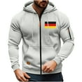 thumbnail image 4 of Mens Cargo Jackets Hooded Drawstring Stand Collar Front Zip Flag Print Coat Casual Sports Outwear With Multi Pockets (3XL, Gray-A), 4 of 8