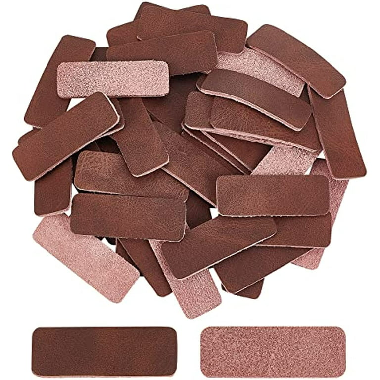 50pcs Brown Hand Made Artificial Leather Label for Handmade Items PU Leather  Labels Tags Sewing Accessories Width 15mm