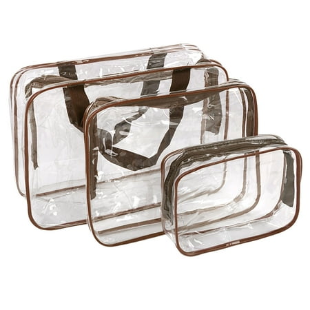 Little Black Travel Case - 3Pcs Clear Travel Toiletry Cosmetic Makeup Bags Organizer Set Case Pouch Purse Brush Holder