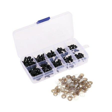 

Etereauty 1 Box/100pcs DIY Crochet Dolls Eyes Plush Playthings Eyes Animals Doll Eyes Accessories for Art Craft Toys Supplies with Screw Foot