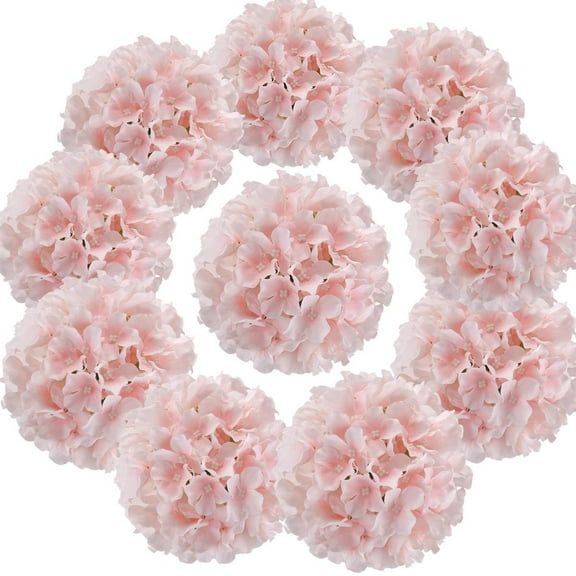 Silk Hydrangea Heads Artificial Flowers Heads with Stems for Home Wedding Decor,Pack of (Baby Pink)