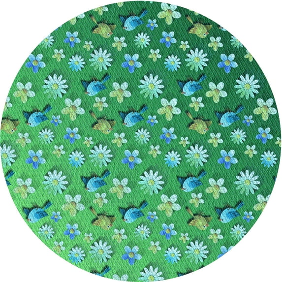Ahgly Company Machine Washable Indoor Round Transitional Lime Mint Green Area Rugs, 5' Round