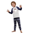 thumbnail image 2 of Yuaguia Christmas Family Matching Pajamas Set, Blue and White Snowflake Hat Tree Print Long Sleeve Top and Blue Patterned Pants, Festive Holiday Sleepwear, Kids 6 Years, 2 of 7