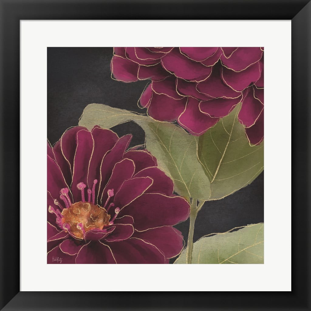 Heidi Kuntz Burgundy Floral Framed Wall Art with Glass