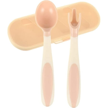 

Egebert 1 set Baby Forks Utensils Infant Cutlery with and Spoons Weaning Tableware Feeding Fork Practical Silicone Gift Learning Training Spoon Pink Shower Favors