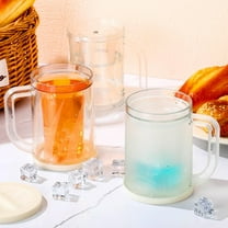 2Pcs Frozen Beer Mugs for Freezer Double Wall Gel Frosty Freezer Mugs Beer Ice Mugs for Freezer Drinking Freezer Cups Clear Plastic Beer Mugs with Handle, 13.5 oz