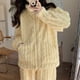 thumbnail image 1 of PLUS SIZE Jacquard Flannel Pajamas Set Sleepwear Autumn Winter Coral Fleece Loungewear Trouser Suits Loose Women Home Clothes, 1 of 3