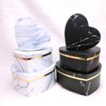 thumbnail image 5 of Caja de embalaje de regalo con patrón de mármol para recuerdos de boda, caja de almacenamiento en forma de corazón para galletas y dulces, suministros para fiestas multiuso, 3 uds., 5 of 5