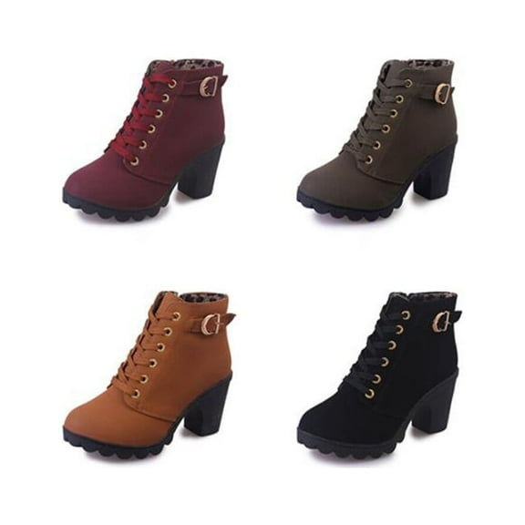 COSMOBETTY 1 Pair Lace Up Ankle Boots for Women Featuring a Buckle Platform and Round Toe Ideal for Wedding 36