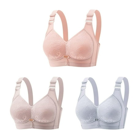 Mrat Womens Underwire Sports Bra 3pc Womens Wireless Bras for Women Full Cover  Smoothing Comfort Bra  Adjustable Strap Breathable Bra Underwear Everyday Bras S-252 Green S