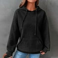 thumbnail image 2 of Kaprioy Womens Hoodies Casual Long Sleeve Drawstring Waffle Pullover Tops Loose Hooded Sweatshirt with Pocket Fall Fashion Clothing Black, XXL, 2 of 7