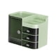 thumbnail image 3 of Organizador de maquillaje de escritorio con cajón y organizador de perfumes y maquillaje con borde liso gris verde, 3 of 9