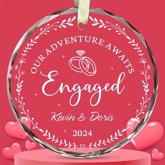 Personalized Our Adventure Awaits Engaged Ornament - Engagement Gifts for Couple, Women, Men, Newly Engaged - Custom Engagement Christmas Ornament - Wedding Gifts, Married Gifts