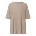 thumbnail image 4 of Womens Shirts Casual Women Plus Size T Shirt Solid Color Round Neck Short Sleeve Top Women Tshirt Beige XL, 4 of 4