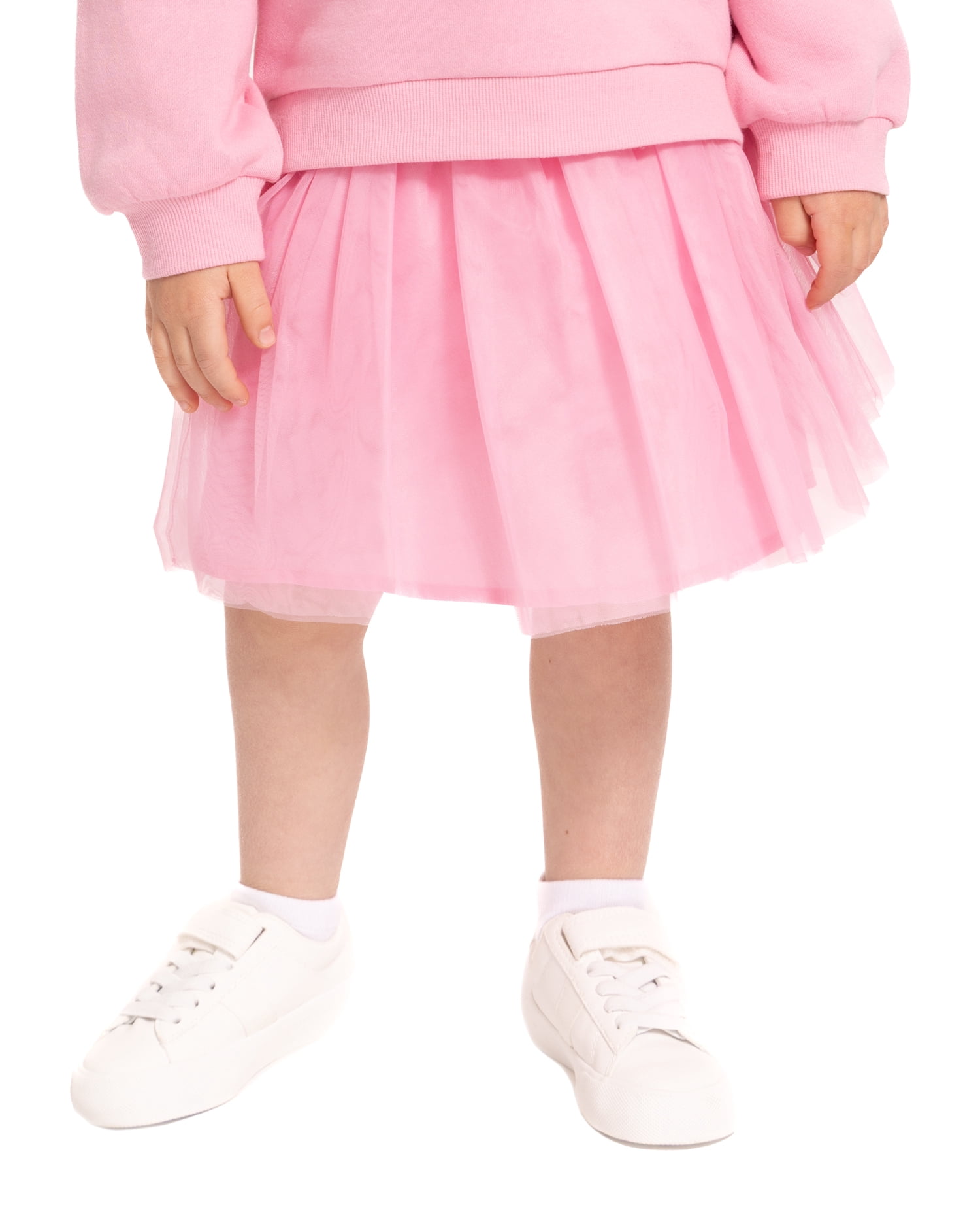 Wonder Nation Toddler Girls Graphic Fleece Sweatshirt and Tulle Skirt Set, 2 Piece, Sizes 12M-5T