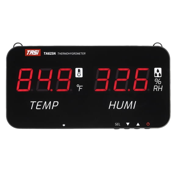 TASI TASI TA623A Industrial Wall-Mounted Digital Thermometer & Hygrometer with LED Display, ABS Black, for Indoor & Greenhouse Use