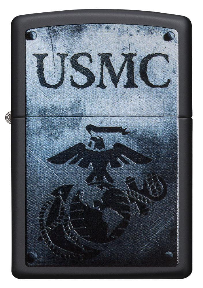 Zippo USMC Logo Black Matte Pocket Lighter