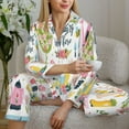thumbnail image 6 of Kdxio Spring Flowers Birds Women's Pajama Sets Long Sleeve Button Down Sleepwear Nightwear Soft Pjs Lounge Sets-Large, 6 of 7