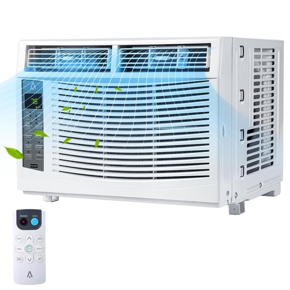 Senfot 6000 BTU Window Air Conditioner Remote Control Cools Up to 250 Sq Ft White Compact Quiet Window AC Unit for Small Rooms Bedroom Apartment
