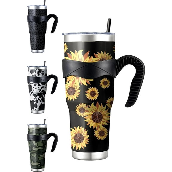 40 oz Tumbler with Handle sunflower Large Insulated Tumblers with Straw and Lid, Reusable Stainless Steel Coffee cups Travel Mug for Hot and Cold Drinks Gift for Women