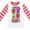 thumbnail image 3 of Five Nights At Freddy's Youth Boy's Red & White Striped Long Sleeve Shirt & Sleep Pant Set, 3 of 5