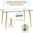 thumbnail image 5 of StnTalk 51" Minimalist Glass Dining Table, Modern Tempered Glass Top Kitchen Table with Gold Metal Legs, Space-Saving Desk for Small Spaces, Apartment & Home Office, 5 of 7