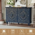 thumbnail image 3 of HLR 48"W Vintage Wood 4 Doors Sideboard Buffet Cabinet with Storage for Living Room, Credenza Blue., 3 of 7