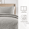 thumbnail image 4 of Bourina Ultrasonic Quilt Set 3-Piece Bedding Set Pre-Washed Microfiber Ultra Soft Lightweight Leaf Bedspread Coverlet Set for All Season, King,Beige, 4 of 8
